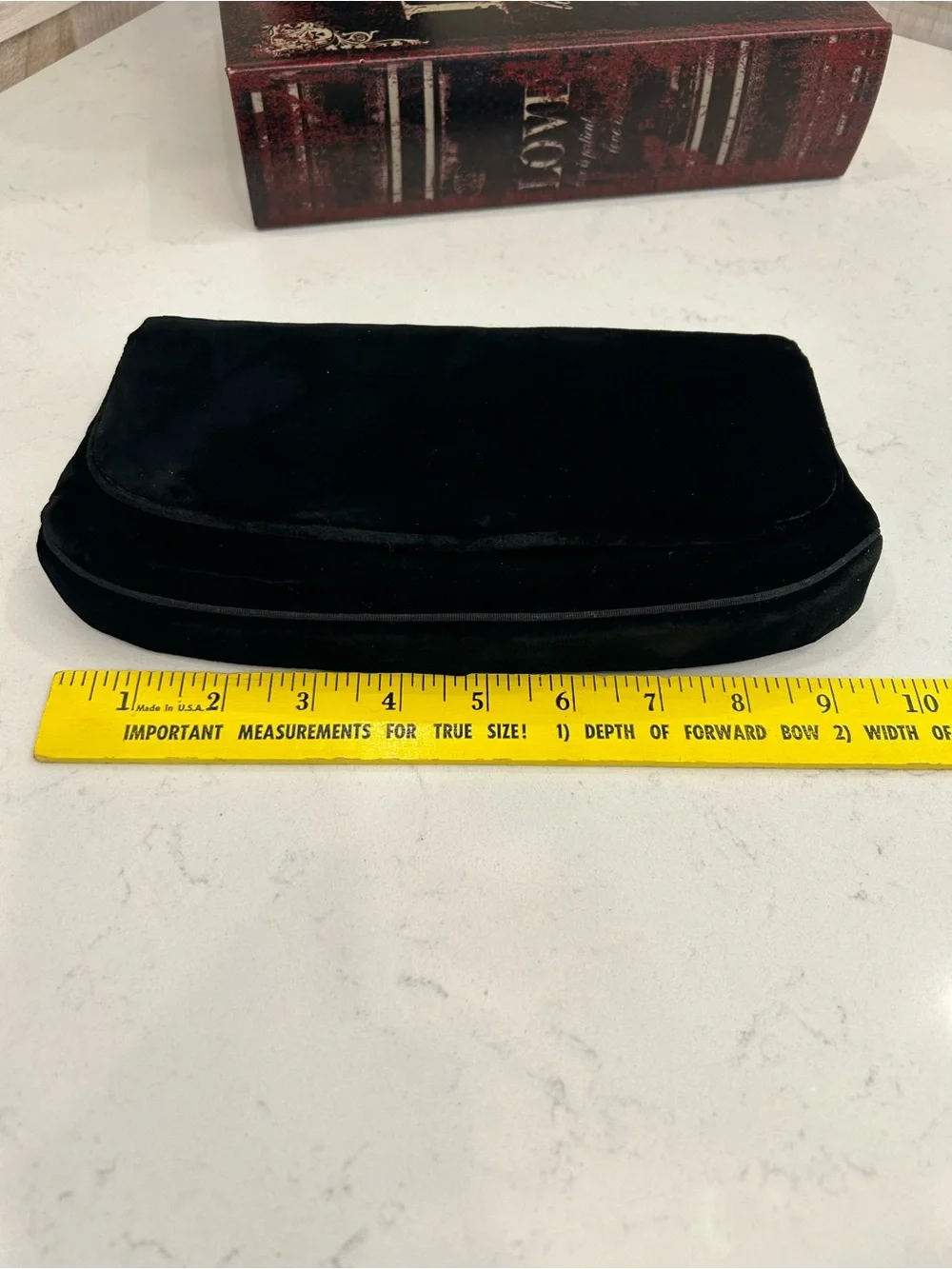 Vintage 40-50s Black Velvet Flap Clutch - Classic
